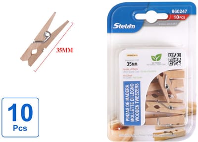 Decopatent - 10 Stuks Mini Fotoknijpertjes - 35mm Lang - Kaartknijpertjes - Kleine mini wasknijpers - Hout - Kaarten Kerstkaart knijpers - Houten clips voor fotos
