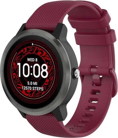 Shop4 - Geschikt voor Garmin Vivoactive 3 Bandje - Siliconen Donker Rood