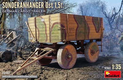 MiniArt Modelbouwpakket Militaire voertuigen - 35487 Sonderanhänger Ost 1.5t. WWII - Duitse Vrachttrailer - Militaire Transportaanhanger Plastic - 1:35 - Modelbouw
