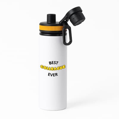 Hacebo® - Best colleague ever waterfles met draaidop oranje - Collega - iemand die een collega is - werk - beste collega - verjaardagscadeau - welkomscadeau - afscheidscadeau - gift - geschenk - kado - verrassing - water fles - 850ML