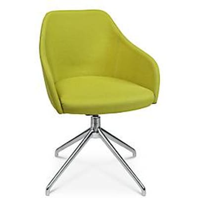 Conferentiestoel Topstar Sitness Life 2.1, draaibaar/zitting in hoogte verstelbaar, armleuningen, B 350-480 x D 460 x H 460-490 mm, 4-poots onderstel, gepolijst aluminium & stof, geel