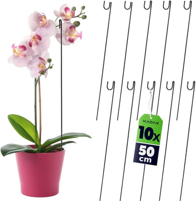 Bloemensteun, 10 stuks, plantensteun van staal, hoogte: 50 cm - decoratieve steunstaven voor orchideeën, bloemen, planten, kamerplanten, bloempot, klimhulp, klimstaven - Recht KADAX