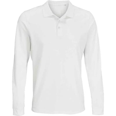 SOLS Unisex Prime Pique Polo voor volwassenen met lange mouwen (Wit)