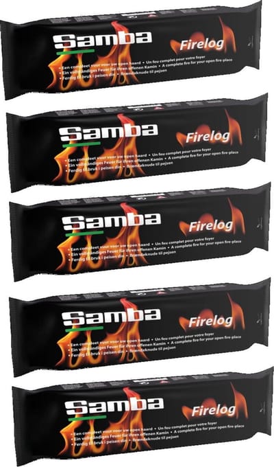 Samba | Haardblok 5 stuks - Geperste Houtvezels - 5 x 1kg - Lange Brandduur - Niet Giftig - Binnen & Buiten Gebruik