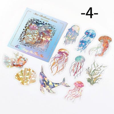 Monsieur. Papier 6 Style créatif méduse plume PET autocollant belle fleur papillon main compte décoratif papeterie autocollant MYY return to the sea