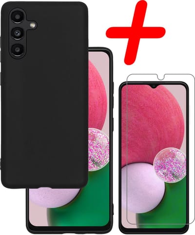 Hoesje Met Screenprotector - Geschikt voor Samsung Galaxy A13 5G - Sterk & Shockproof - Back Cover - Siliconen Case - Telefoon Hoes - Zwart