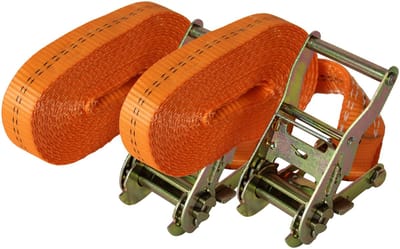 2x professionele ratelsjorband Spanband 1-delig 6m 2t 2tot 2000kg TÜV/GS ORANJE