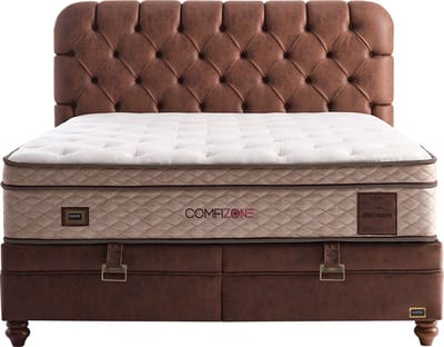 BSS Bedding Comfizone - Bed Boxspring Set - 160x200 - Complete Boxspring - Slaapkamerbed - 1 x Matras met Topper, 2 x Bedbox, 1 x Hoofdbord