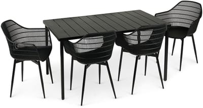 Tuinmeubelset AZALEA/MARGHERITA met 4 stoelen – Zwart