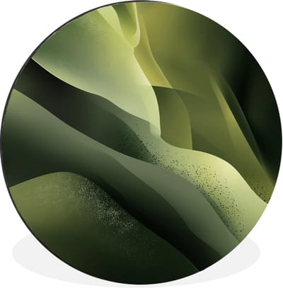 WallCircle - Wandcirkel - Muurcirkel - Gaming - Golven - Abstract - Heuvels - Groen - Aluminium - Dibond - 30x30 cm - Binnen en Buiten