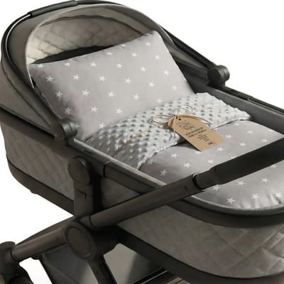 Babydeken Knuffeldeken Set: Winterdeken 75x60 cm + Kussen 35x30 cm minky – dubbelzijdig fleece katoen warm zacht donzig kinderen newborn – wiegdeken kinderwagen omkeerbaar peuter Oeko-Tex Sterren