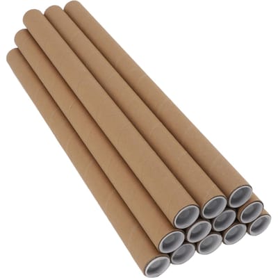 12 Pièces Tubes en Papier Ronds Tubes de Rangement pour Affiches Tubes d'Expédition Polyvalents Tubes en Papier pour Affiches avec Plastique 3.4x51cm