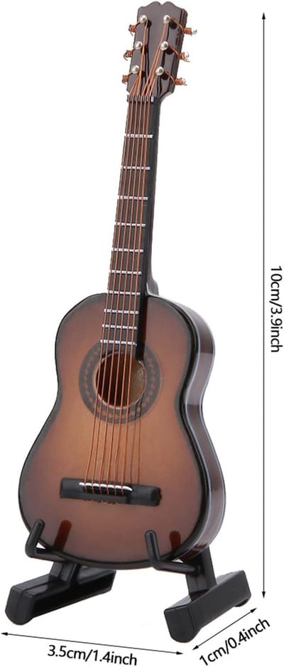 Houten Miniatuur Gitaar Model met Stand en Opbergdoos - Decoratieve Muzikale Accessoire