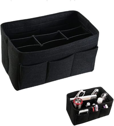 Famanu – Tas Organizer - handtas organizer voor dames - opbergtas voor binnen - tas voor cosmetica - portemonnee - parfum - telefoon - sleutels (zwart)