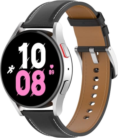 Leren bandje - geschikt voor Garmin Venu (2 Plus) / Venu SQ (2) / Vivomove (Style - Sport) / Vivoactive 3 / 5 / 6 / Forerunner 55 / 165 / 245 / 645 / 570 - 42mm - zwart