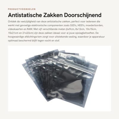 Dailygoods - Antistatische Zakken - Doorschijnend - Herbruikbaar - Transparant - Geschikt voor Elektronische Componenten - 100 Stuks