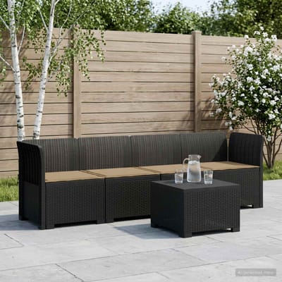 vidaXL - 4-Zits - Tuin - Sofa - met - Kussens - Rieten - Look - PP - Antraciet