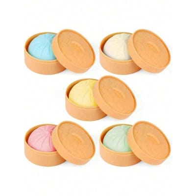 Trendy Broodje Dumpling Squishy, Handgemaakte Langzaam Terugspringende Stressbal, Schattig Voedsel Knijpspeeltje voor Ontspanning United States beige