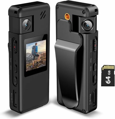 MKSS® Bodycam - Action Cam - Bewegingsdetectie - 180º Draaibare Lens - Bodycam Politie - Spycam - Full HD - Zwart