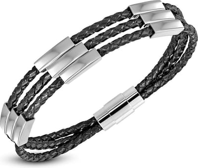 Amanto Armband Felker C - Leer - 316L Staal - Magnetisch - 9mm - 22cm