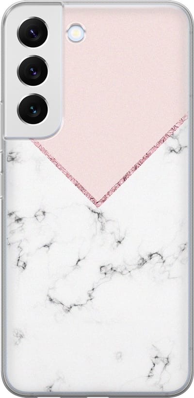 Leuke Telefoonhoesjes - Hoesje geschikt voor Samsung Galaxy S22 - Marmer roze grijs - Soft case - TPU - Marmer - Roze