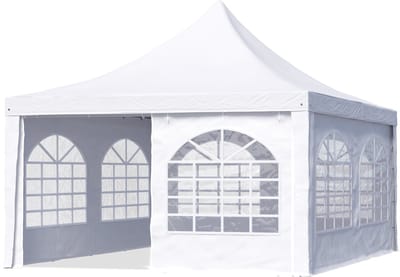 TOOLPORT pagodetent paviljoen 4x4m snel & eenvoudig te monteren met vensters - robuust PVC-zeil 700 wit