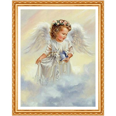 Peinture diamant 3D à faire soi-même, broderie d'ange pour enfant, fille, Arts, strass, point de croix, motif, décoration de maison 20X30CM beige