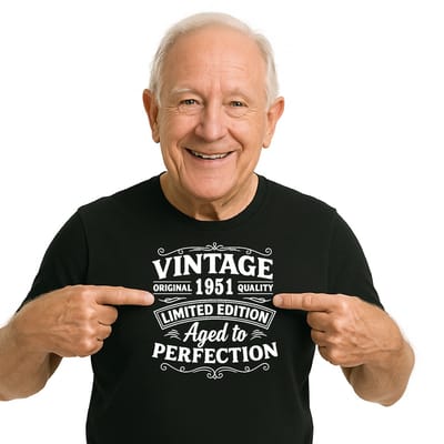 T-shirt - unisex - zwart - Vintage - Limited Edition - Aged to Perfection - geboortejaar 1951 - BIO Katoen - verjaardag en feest - cadeau - maat S
