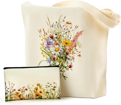 Grote Stoffen Tas voor Winkelen, Make-up en Reizen met Rits, Ideaal voor School en Werk, Wit, Één Maat