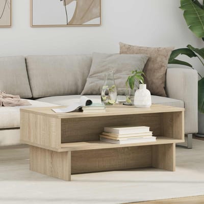 vidaXL - Salontafel - Sonoma - Eik - 80 - x - 46 - x - 35 - cm - Bewerkt - hout