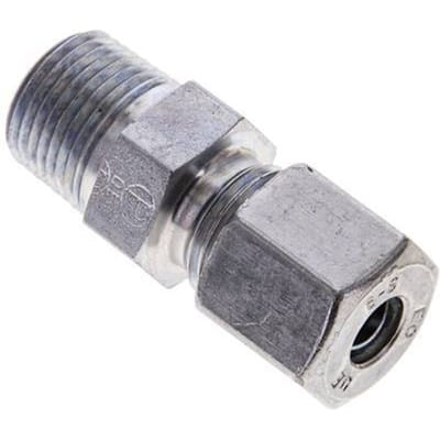 3/8'' NPT Buitendraad x 8S Verzinkt Stalen Rechte Snijring Koppeling 630 Bar DIN 2353 - FL2S-MC-EZ-038N-08-S