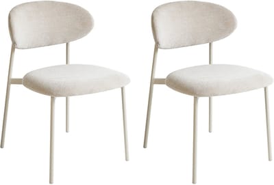 COWLEY - Eetkamerstoel set van 2 - Lichtbeige - Chenille