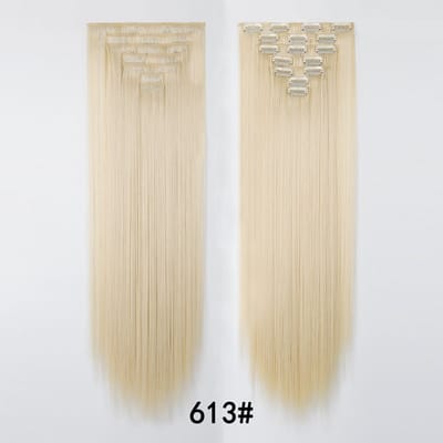 Pruik - Haarverlenging met 16 clips, haarclip, vervangende pruik - Pruik van synthetische vezels met clips - 60 cm -20.613#