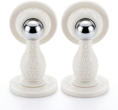 2-stuks Deurstopper - Magnetische deurstopper - Zelfklevende deurstopper - Muurbeschermers - Voor het stoppen van deuren en het beschermen van muren - Siliconen en Metaal - 9×5 cm - Geschikt voor huis en kantoor, zonder boren - Wit