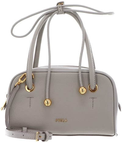 FURLA Leren handtas schoudertas Poppy Mini Dome Bag Stone Gray Lichtgrijs