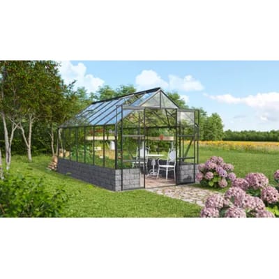 Vitavia Tuinkas Cassandra 11500 + Basis Antraciet - Veiligheidsglas 3mm - Zwart - 257x448x249cm