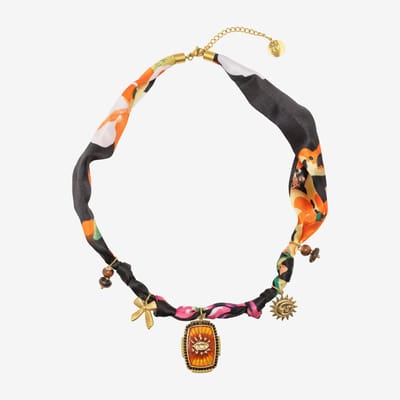 Essenza Multicolor Scarf Bandana With Pendants Necklace