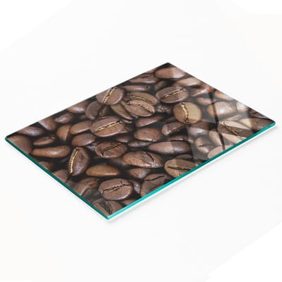 Multifunctionele decoratieve snijplank van gehard glas met koffieboonmotief, 80x52 cm