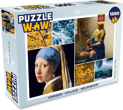 Puzzel Vermeer - Collage - Melkmeisje - Legpuzzel - Puzzel 1000 stukjes volwassenen