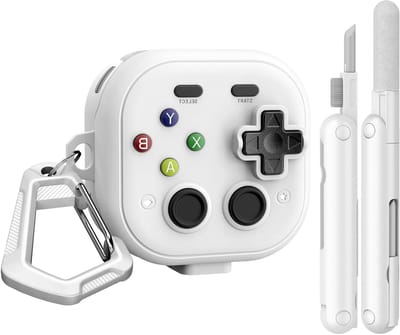 Beschermende Hard Shell Hoes voor Galaxy Buds 4 en Buds 4 Pro met Veilige Sluiting, Schoonmaakset en Sleutelhanger - Wit