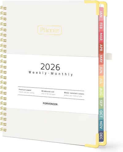 2025 Hardcover Week- en Maandplanner - Spiraalvormige Kalender met Tabbladen