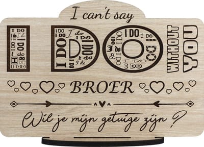 Getuige Vragen Gepersonaliseerd | Houten Wenskaart | Kaart van Hout | Wil Je Mijn Getuige Zijn? | I Can't Say I Do Without You