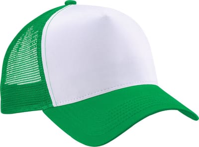 Beechfield Heren Half Mesh Trucker Cap / Hoofddeksel (2 stuks) (Puur groen/wit)