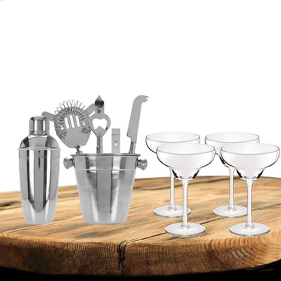 Excellent Houseware cocktails maken set 6-delig met 4x Margarita glazen 300 ML