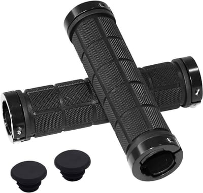 Set Fietsstuurgrepen 22mm Universele MTB BMX Mountainbike Grips met End Caps en Lock-On Klemmen