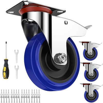 Transportwielen met rem en zwenkwielen 125 mm voor maximaal 300 kg, industriële montageaccessoires en meubelwielen