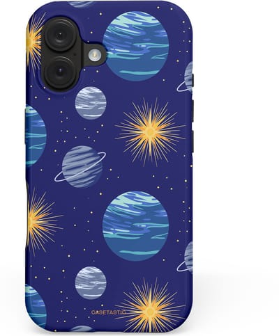 Casetastic hoesje geschikt voor Apple iPhone 16 - MagSafe - Dubbellaagse bescherming - Stralende ster - Fashion Case - Donkerblauw Lavendel