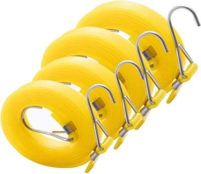 Set van 4 Verstelbare Bungee Koorden met Haken, Sterke Elastische Straps voor Bagage, Kamperen en Weerbestendig Gebruik, 2 x 1 m en 2 x 0,5 m