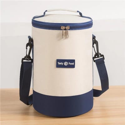 Sac à lunch portable de grande capacité, boîte à lunch isotherme cylindrique pour conserver la fraîcheur, sac isotherme rond en aluminium