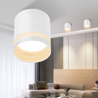 NETTLIFE Opbouwspot LED - GX53 Fitting - wit - 3000K Warm wit Licht - 5W Plafondspot - rond - Metaal - Klein Opbouwspot - voor Gang | Woonkamer | Slaapkamer | Keuken - 9.5cm